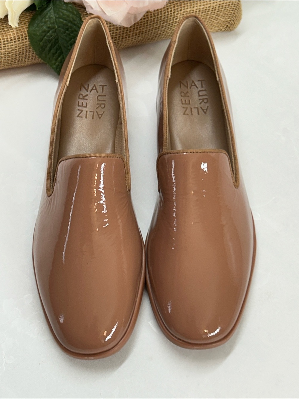 Naturalizer Patent Ballet Loafers in Nude Brown